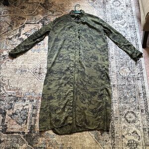 TOP SHOP Toile De Jouy Long Sleeve Midi Dress